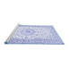 Sideview of Machine Washable Medallion Blue Traditional Rug, wshtr4593blu