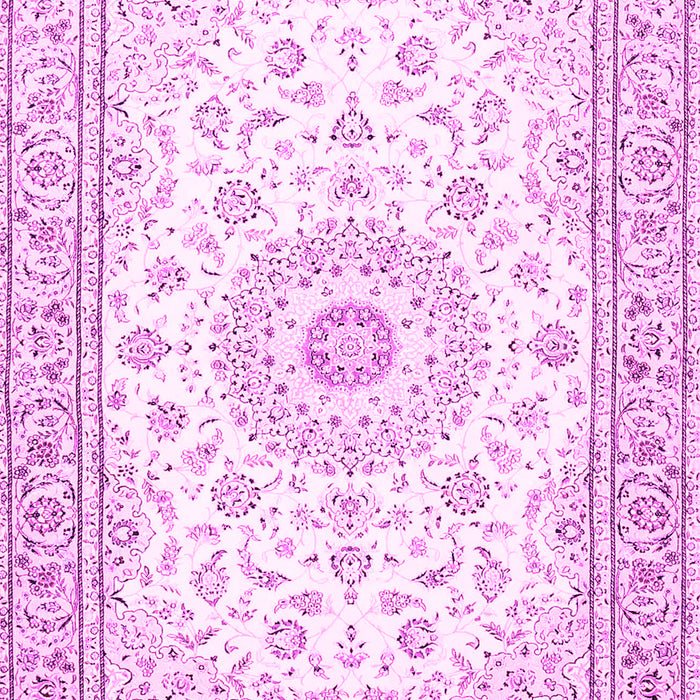 Machine Washable Medallion Pink Traditional Rug, wshtr4593pnk