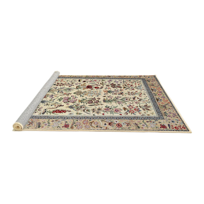 Sideview of Machine Washable Traditional Brown Rug, wshtr4594