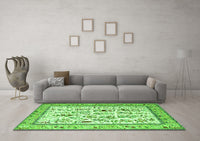 Machine Washable Persian Green Traditional Rug, wshtr4594grn