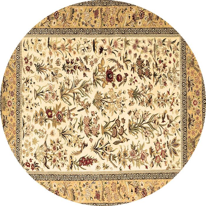 Round Persian Brown Traditional Rug, tr4594brn