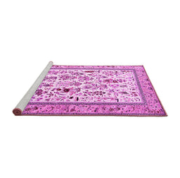 Sideview of Machine Washable Persian Pink Traditional Rug, wshtr4594pnk