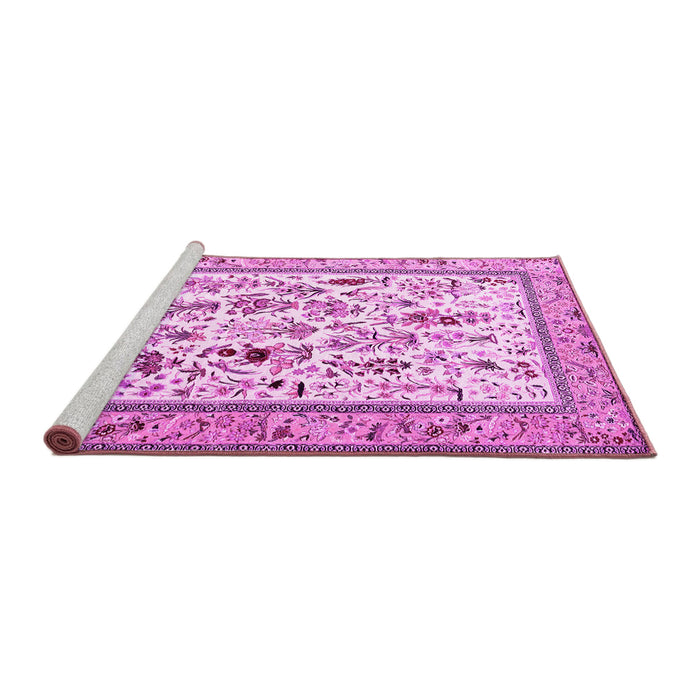 Sideview of Machine Washable Persian Pink Traditional Rug, wshtr4594pnk