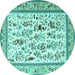 Round Persian Turquoise Traditional Rug, tr4594turq