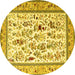 Round Persian Yellow Traditional Rug, tr4594yw