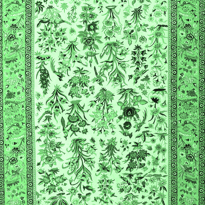 Machine Washable Persian Emerald Green Traditional Area Rugs, wshtr4594emgrn