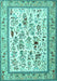 Machine Washable Persian Turquoise Traditional Area Rugs, wshtr4594turq