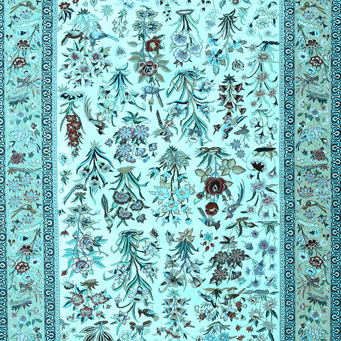 Machine Washable Persian Light Blue Traditional Rug, wshtr4594lblu