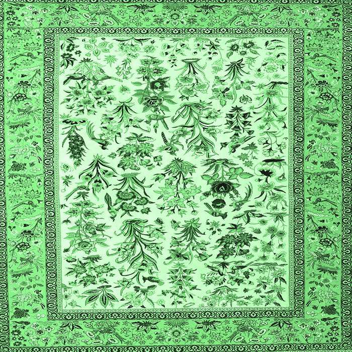 Square Persian Emerald Green Traditional Rug, tr4594emgrn