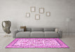 Machine Washable Persian Pink Traditional Rug in a Living Room, wshtr4594pnk