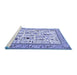 Sideview of Machine Washable Persian Blue Traditional Rug, wshtr4594blu