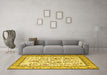 Machine Washable Persian Yellow Traditional Rug in a Living Room, wshtr4594yw