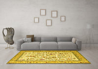 Machine Washable Persian Yellow Traditional Rug, wshtr4594yw