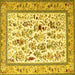 Square Machine Washable Persian Yellow Traditional Rug, wshtr4594yw