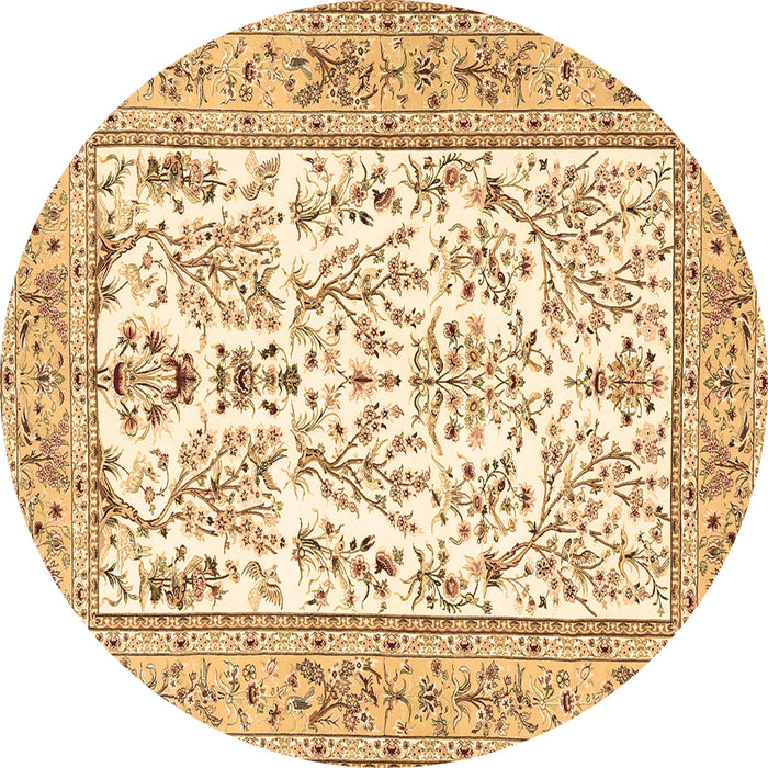 Round Persian Brown Traditional Rug, tr4595brn