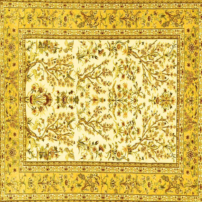 Square Persian Yellow Traditional Rug, tr4595yw