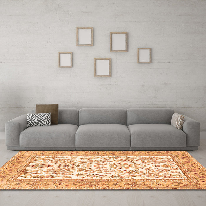 Machine Washable Persian Orange Traditional Area Rugs in a Living Room, wshtr4595org