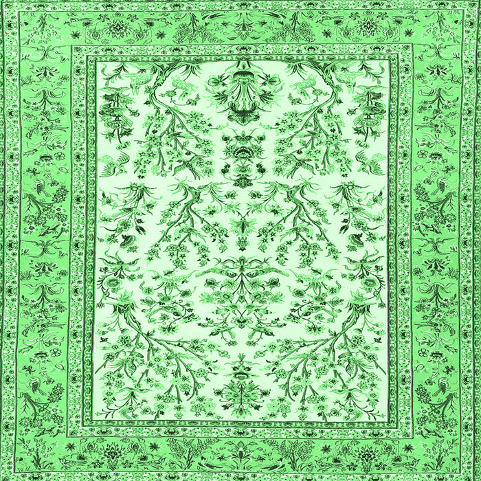 Square Persian Emerald Green Traditional Rug, tr4595emgrn