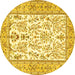 Round Persian Yellow Traditional Rug, tr4595yw