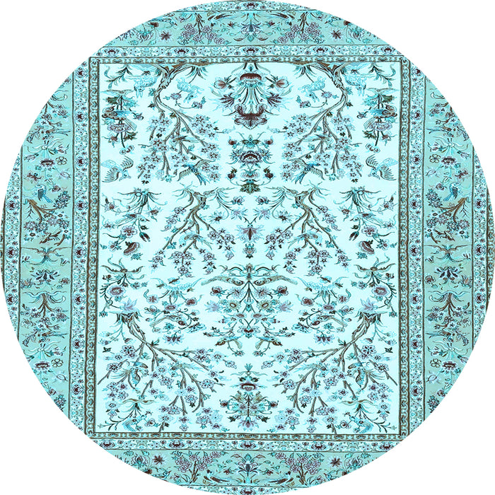 Round Persian Light Blue Traditional Rug, tr4595lblu