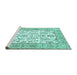 Sideview of Machine Washable Persian Turquoise Traditional Area Rugs, wshtr4595turq