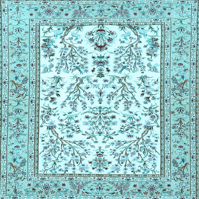 Square Machine Washable Persian Light Blue Traditional Rug, wshtr4595lblu