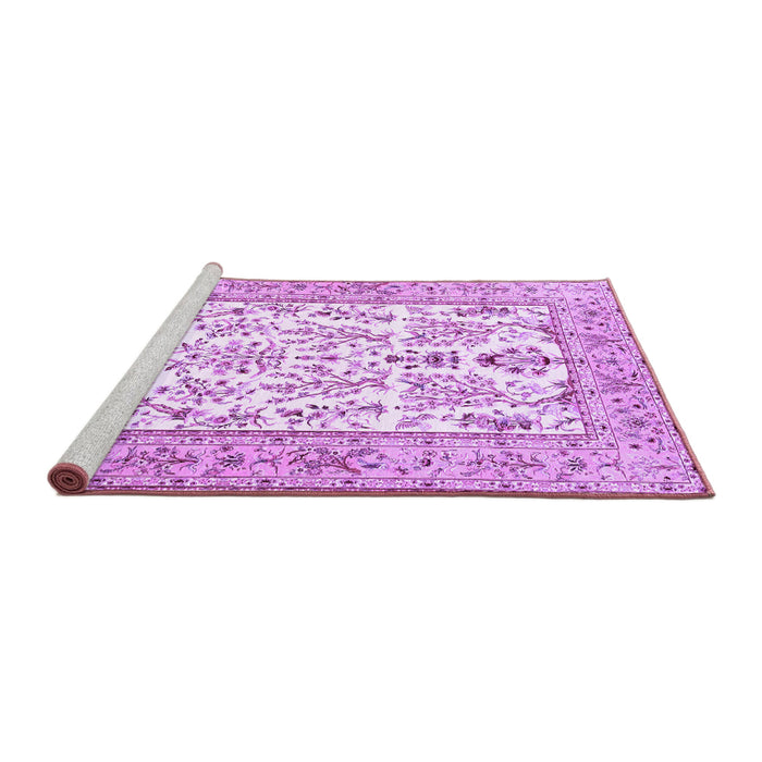 Sideview of Machine Washable Persian Purple Traditional Area Rugs, wshtr4595pur