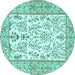 Round Persian Turquoise Traditional Rug, tr4595turq