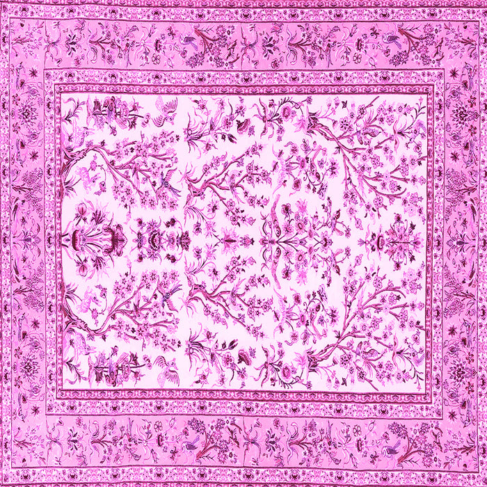 Square Machine Washable Persian Pink Traditional Rug, wshtr4595pnk