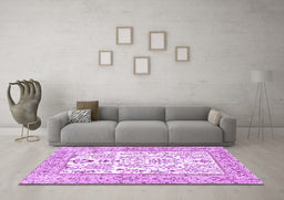 Machine Washable Persian Purple Traditional Area Rugs in a Living Room, wshtr4595pur