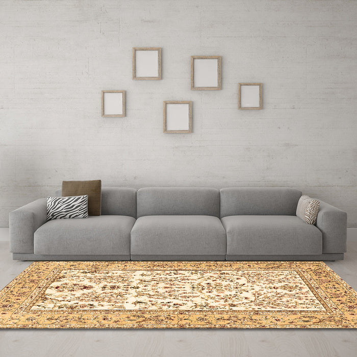 Machine Washable Persian Brown Traditional Rug in a Living Room,, wshtr4595brn