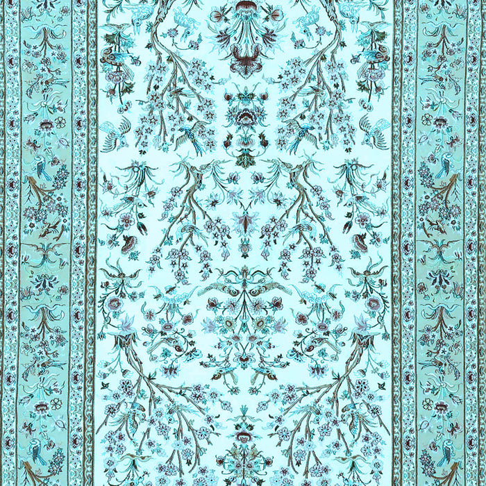 Machine Washable Persian Light Blue Traditional Rug, wshtr4595lblu