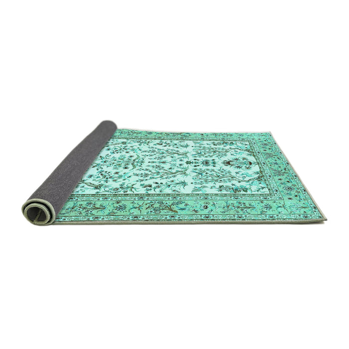 Sideview of Persian Turquoise Traditional Rug, tr4595turq