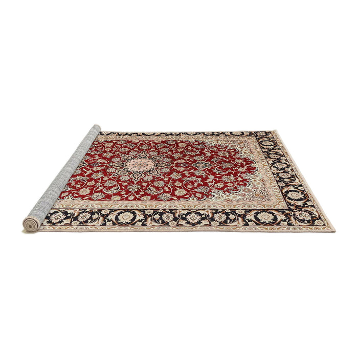 Sideview of Machine Washable Traditional Brown Red Rug, wshtr4596