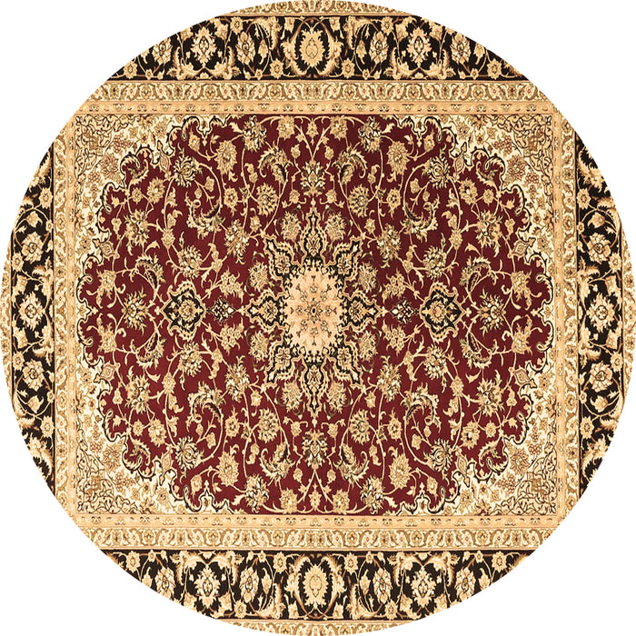 Round Persian Brown Traditional Rug, tr4596brn