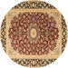 Round Persian Brown Traditional Rug, tr4596brn