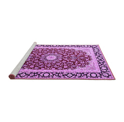 Sideview of Machine Washable Persian Purple Traditional Area Rugs, wshtr4596pur