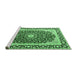 Sideview of Machine Washable Persian Emerald Green Traditional Area Rugs, wshtr4596emgrn