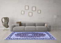 Machine Washable Persian Blue Traditional Rug, wshtr4596blu