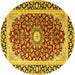 Round Persian Yellow Traditional Rug, tr4596yw
