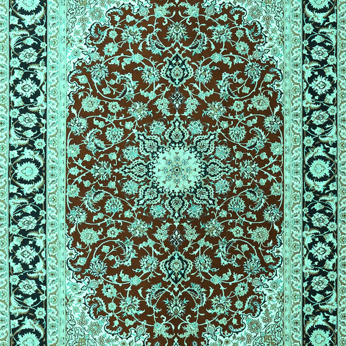 Machine Washable Persian Turquoise Traditional Area Rugs, wshtr4596turq