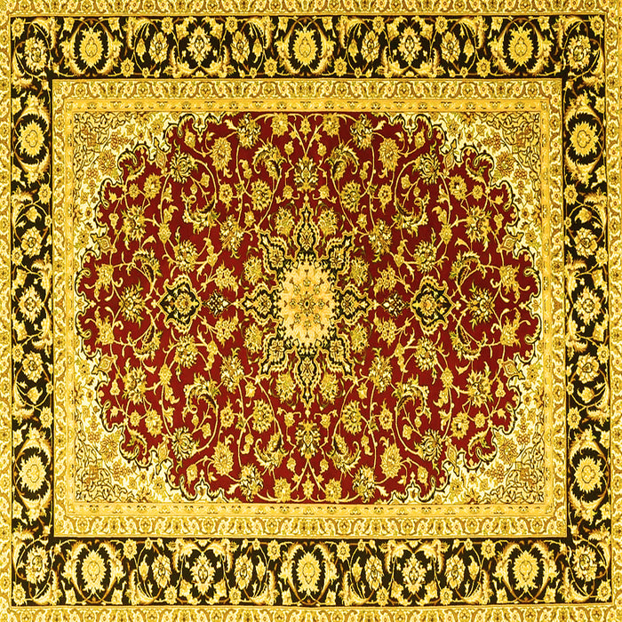 Square Persian Yellow Traditional Rug, tr4596yw