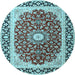 Round Persian Light Blue Traditional Rug, tr4596lblu