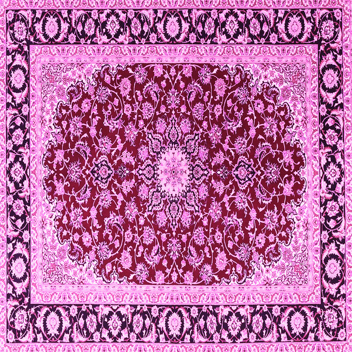 Square Machine Washable Persian Pink Traditional Rug, wshtr4596pnk