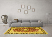 Machine Washable Persian Yellow Traditional Rug, wshtr4596yw