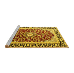 Sideview of Machine Washable Persian Yellow Traditional Rug, wshtr4596yw