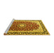 Sideview of Machine Washable Persian Yellow Traditional Rug, wshtr4596yw