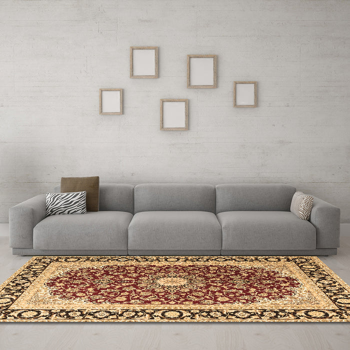 Machine Washable Persian Brown Traditional Rug in a Living Room,, wshtr4596brn