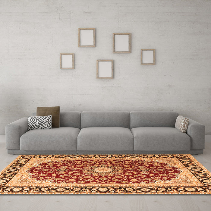 Machine Washable Persian Orange Traditional Area Rugs in a Living Room, wshtr4596org