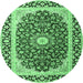 Round Persian Emerald Green Traditional Rug, tr4596emgrn